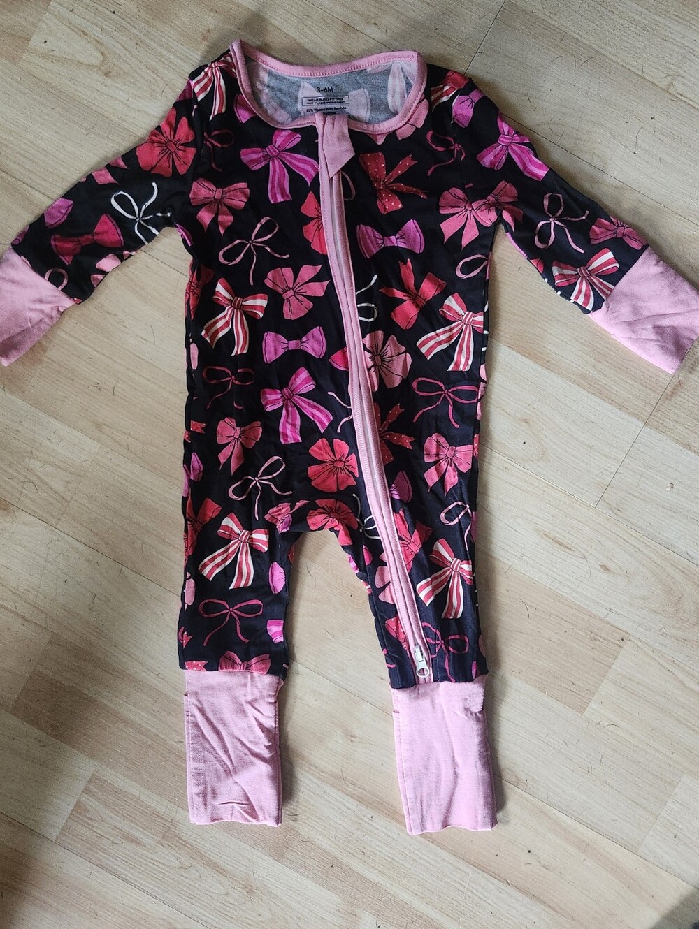 2-Pack Bamboo Baby Zipper Sleepers 3-6M Floral & Bows Coquette Cottagecore Girly - Picture 2 of 8
